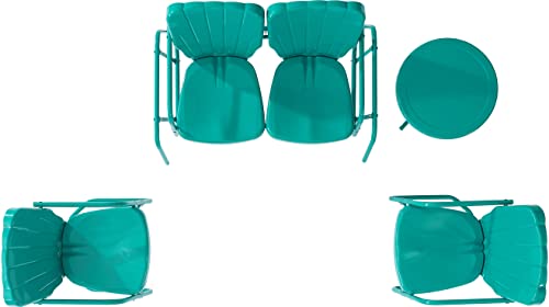 Ridgeland 4-Piece Retro Metal Outdoor Loveseat Glider Patio Furniture Set for Porch, Deck, Turquoise Gloss