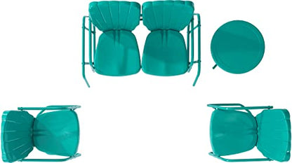Ridgeland 4-Piece Retro Metal Outdoor Loveseat Glider Patio Furniture Set for Porch, Deck, Turquoise Gloss