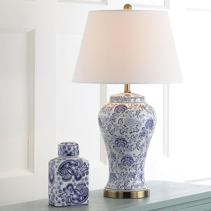 SAFAVIEH Lighting Collection – Spring Blossom Set of 2 Blue & White Floral Chinoiserie Table Lamps, 29-Inch Ceramic Lamps for Bedroom, Living Room, Home Office (LIT4170B-SET2)