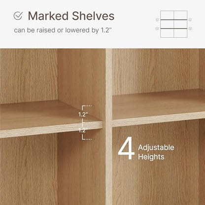 59" Tall Bookcase with Doors, 31.5'' Wide Large Book Shelf with Storage, view 6
