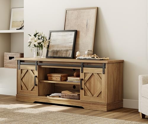Farmhouse Style TV Stand for 55-65 inch TV w/Distressed Wood Finish, view 5