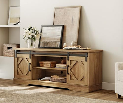 Farmhouse Style TV Stand for 55-65 inch TV w/Distressed Wood Finish, view 5