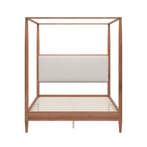RuiSiSi Queen Size Canopy Bed Frame with Boucle Headboard, view 5