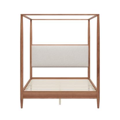 RuiSiSi Queen Size Canopy Bed Frame with Boucle Headboard, view 5