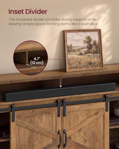 VASAGLE Tall Farmhouse TV Stand, Entertainment Center with Barn Doors, view 8