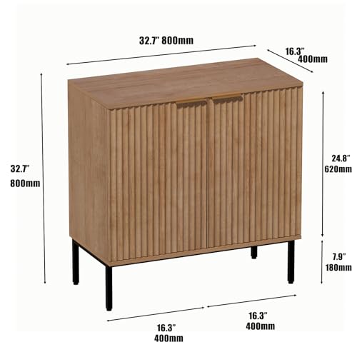 Fluted Buffet Cabinet with Storage, Sideboard for Dining Room, view 3