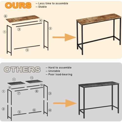 39.4” Console Table, Hallway Entrance Table Sofa Table Behind Couch, for Living Room, Entryway, Easy Assembly, Accent Table, Rustic Brown