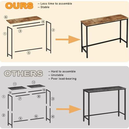 39.4” Console Table, Hallway Entrance Table Sofa Table Behind Couch, for Living Room, Entryway, Easy Assembly, Accent Table, Rustic Brown