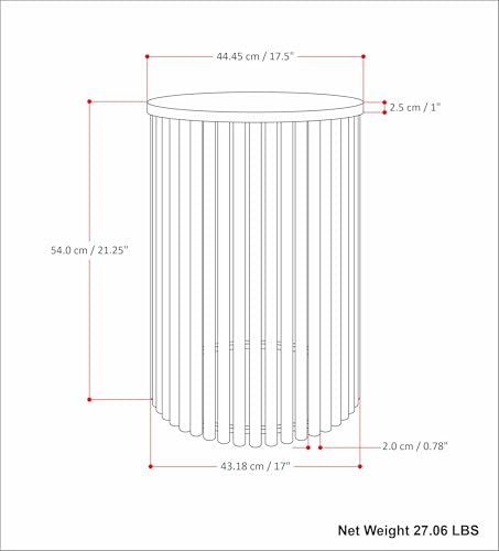 Demy Metal Accent Table - 18 in Wide Solid Metal Round Side Table with White Genuine Marble Top and Black, End Table for Living Room with Compact Design, Assembled