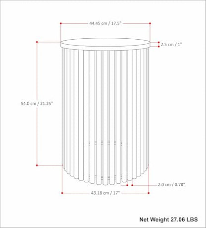 Demy Metal Accent Table - 18 in Wide Solid Metal Round Side Table with White Genuine Marble Top and Black, End Table for Living Room with Compact Design, Assembled