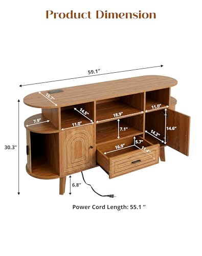 TV Stand for TVs up to 65 Inches with Charging Station, view 3