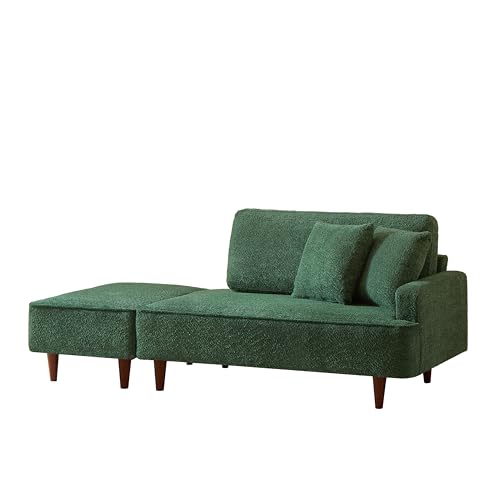 72 Inch Upholstered Chaise Lounge Chair Indoor with Ottoman, view 6