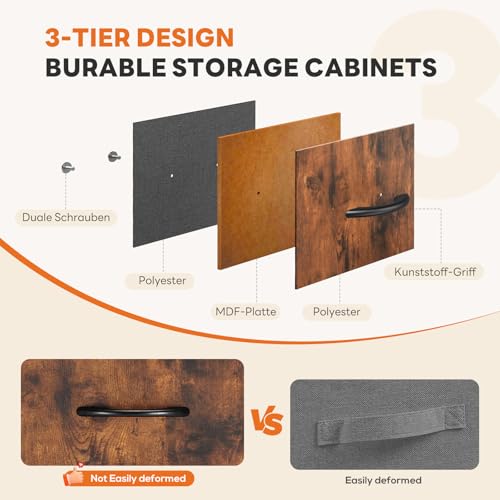 7 Drawer Dresser for Bedroom Storage with Fabric Bins, Brown, view 5