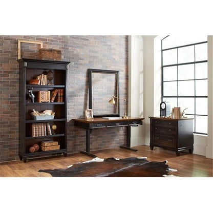 Hartford Wood Bookcase in Two Tone Distressed Black
