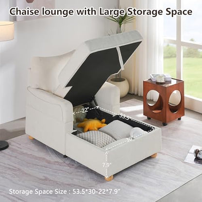 35.5" Chaise Lounge Chair Indoor, Chenille Chair with Adjustable Backrest, view 5