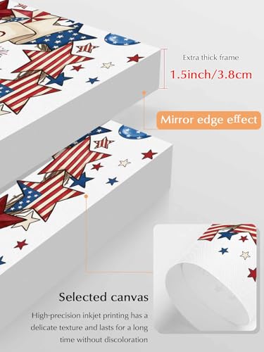 NuYeBiofx 250th Anniversary Star Stripe Canvas Wall Art Prints,30"x20" Framed Picture Artwork Red Blue American Flag Printed Canvas Oil Painting for Living Room Bedroom Office,Ready to Hang
