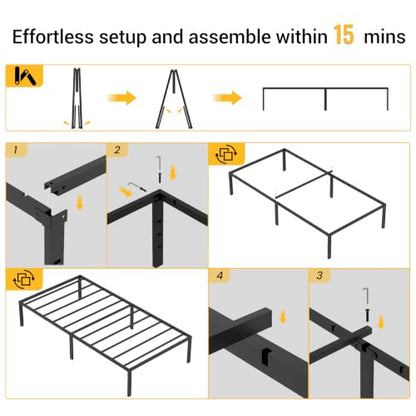 Twin Bed Frame 14 Inch Metal Platform with Under Bed Storage Space, view 5