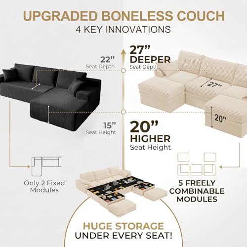 Modular Cloud Couch with Storage and Ottoman for Living Room, view 7