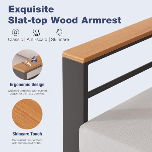 Aluminum Patio Furniture Set 7 Seats, Oversized Outdoor Sectional with Washable Thick Cushions, Coffee Table and Waterproof Cover, Patio Conversation Sets for Porch, Balcony, Deck