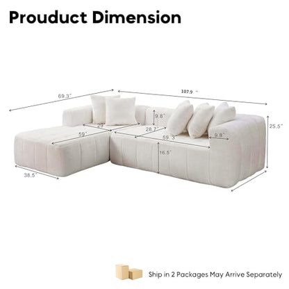 107.9" L-Shaped Boneless Couch, view 3