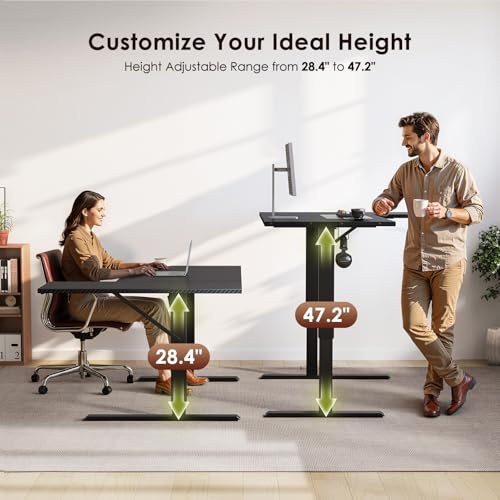 55" Reversible L Shaped Electric Standing Desk, Carbon Fiber Black, view 5