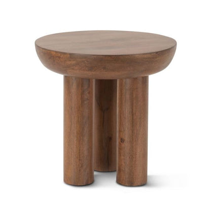 NOTO Round Side Table - Acorn Brown, 20W x 20D x 20H - Modern Eclectic Design for Home & Kitchen Decor