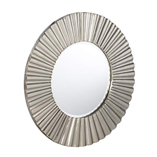 Hessmer Round Decorative Mirror - Transitional Design, Silver Finish - Fully Assembled - Ideal for Bathroom, Entryway (WS1121417)