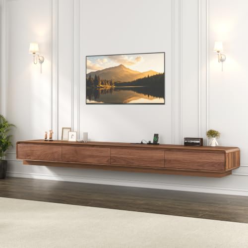 102.4'' Minimalist Floating TV Stand with Power Outlet, view 6