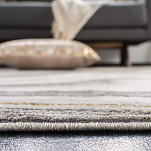SAFAVIEH Craft Collection Area Rug - 5'3" x 7'6", Grey & Gold, Modern Abstract Design, Non-Shedding & Easy Care, Ideal for High Traffic Areas in Living Room, Bedroom (CFT819F)
