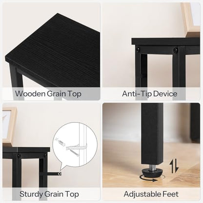 Narrow Console Table with Power Outlets, 44.9 Inches Sofa Table, Slim Behind Couch Table, Entryway Table with Display Shelf, for Living Room, Foyer, Hallway, Black BB114UXG01