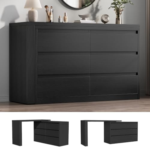 6 Drawer Double Dresser for Bedroom, L Shaped Modern Simply Chest of Drawers, view 2