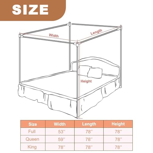 Canopy Bed Frame Queen Size, Thicken Stainless Steel Canopy Bed Frame, view 3