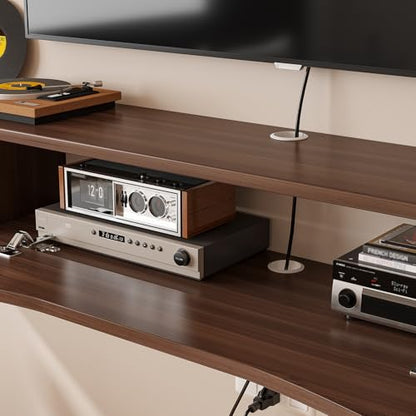 Floating TV Stand,55'' Wall Mounted TV Console,Walnut, view 7