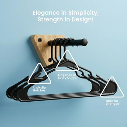 Plastic Hangers 50 Pack – Space Saving Clothes Hanger Black, view 7