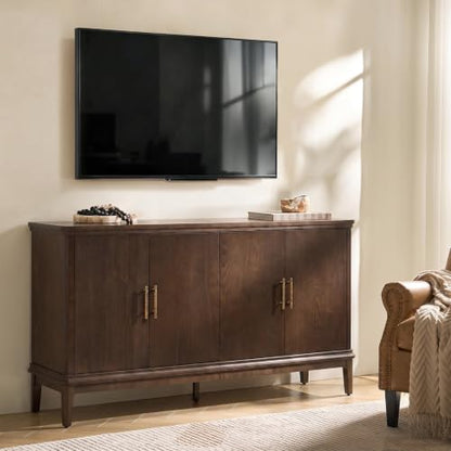 63“ Sideboard Buffet Cabinet with Storage, 4 Doors, Auburn, view 4