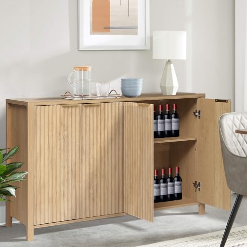 55" Fluted Sideboard Buffet Cabinet with Storage, Kitchen Credenza Cabinets, view 4