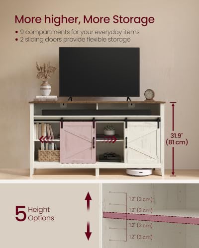 Tall Farmhouse TV Stand, Entertainment Center with Barn Doors, view 3