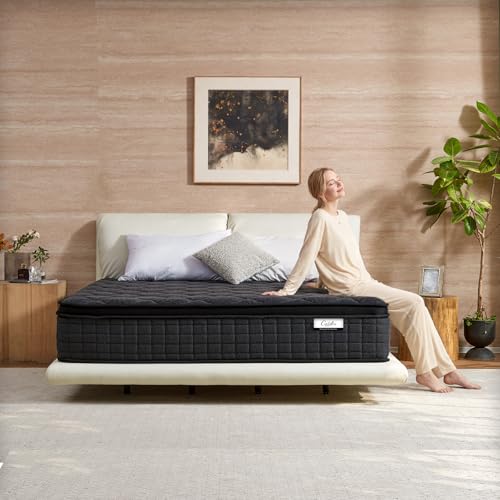 Queen Mattress, 12 Inch Hybrid Queen Size Mattress with Pocketed Springs and Comfort Foam, Pillow Top Mattress in a Box, Motion Isolation, Pressure Relief, Medium Firm Feel, CertiPUR-US