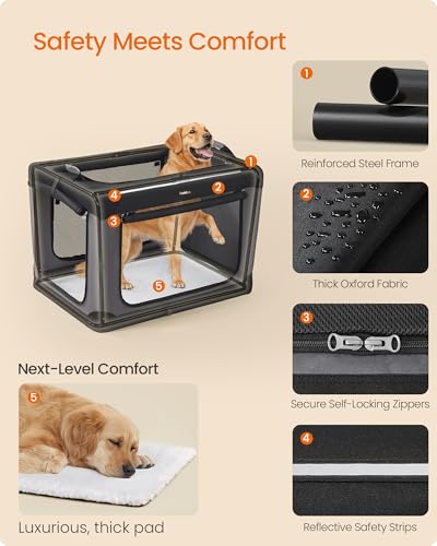 Collapsible Dog Crate, Portable Oxford Fabric Pet Carrier, 36-Inch, view 6