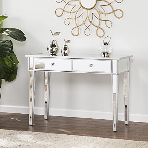 SEI FURNITURE Mirrored 2 drawer media console table, Finish w, Silver