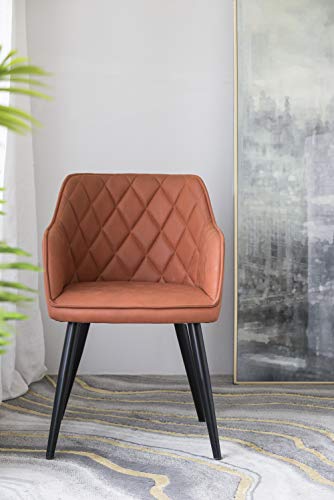 A&B Home Furniture Modern Accent Chair Dining Chairs with Arm Seat Soft Back for Living Room Dining Room Kitchen Set of 2 Orange