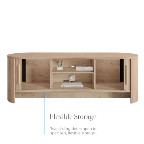 OVE Decors Sarah 59" Modern Media Console in Light Oak, Gold Hardware, view 6
