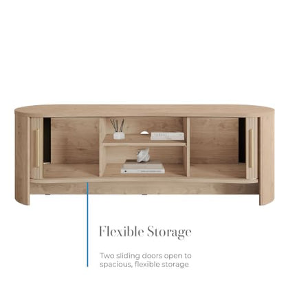 OVE Decors Sarah 59" Modern Media Console in Light Oak, Gold Hardware, view 6
