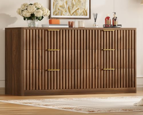 Fluted 6 Drawer Dresser for Bedroom, view 2