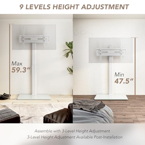Universal Floor TV Stand with Mount 70 Degree Swivel 9 Level Height Adjustable, view 4