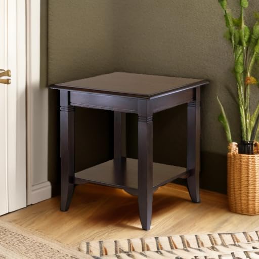 Nolan End Table, 20" Wide, 22" Tall, for Living Room, Bedroom, Cappuccino