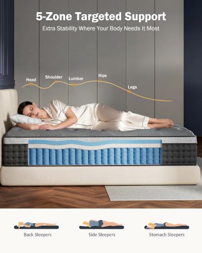 Firm Queen Mattress 14 inch, Cooling Hybrid Queen Mattress in a Box, view 8