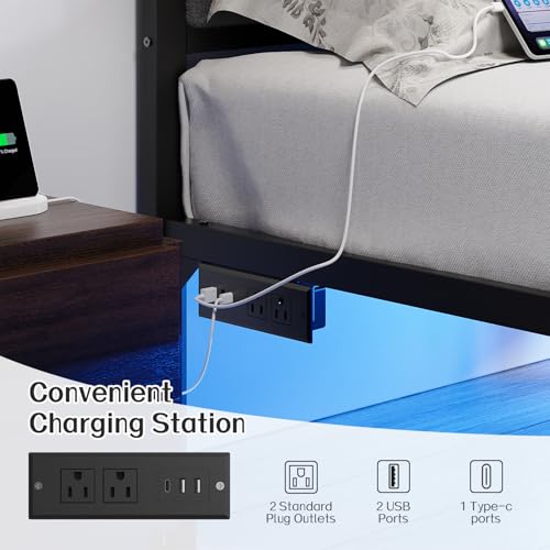 Queen Bed Frame Smart LED Charging Station, view 6
