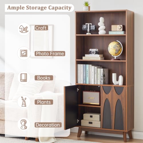 71-Inch Tall Freestanding Bookcase with Storage Doors, view 5