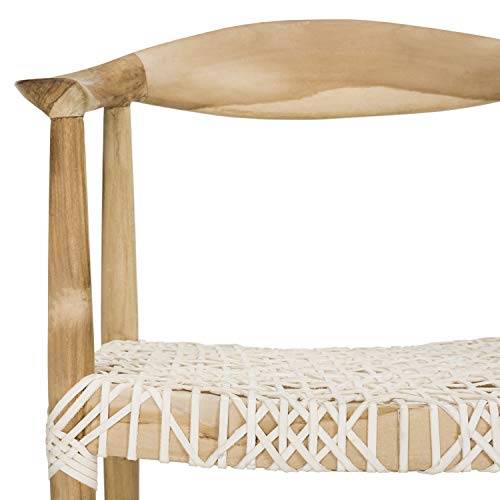 Wade Light Oak Armchair with Woven Leather Seat, Mid-Century Modern, view 5